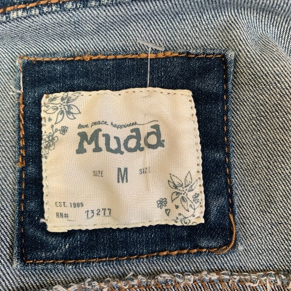 MUDD brand denim jacket SZ MD hand painted Python flowers snake embroidered - Picture 7 of 11